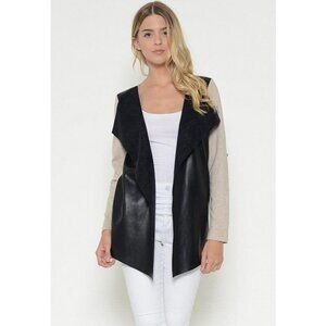 NWOT Esley Faux leather/suede Draped Front Jacket